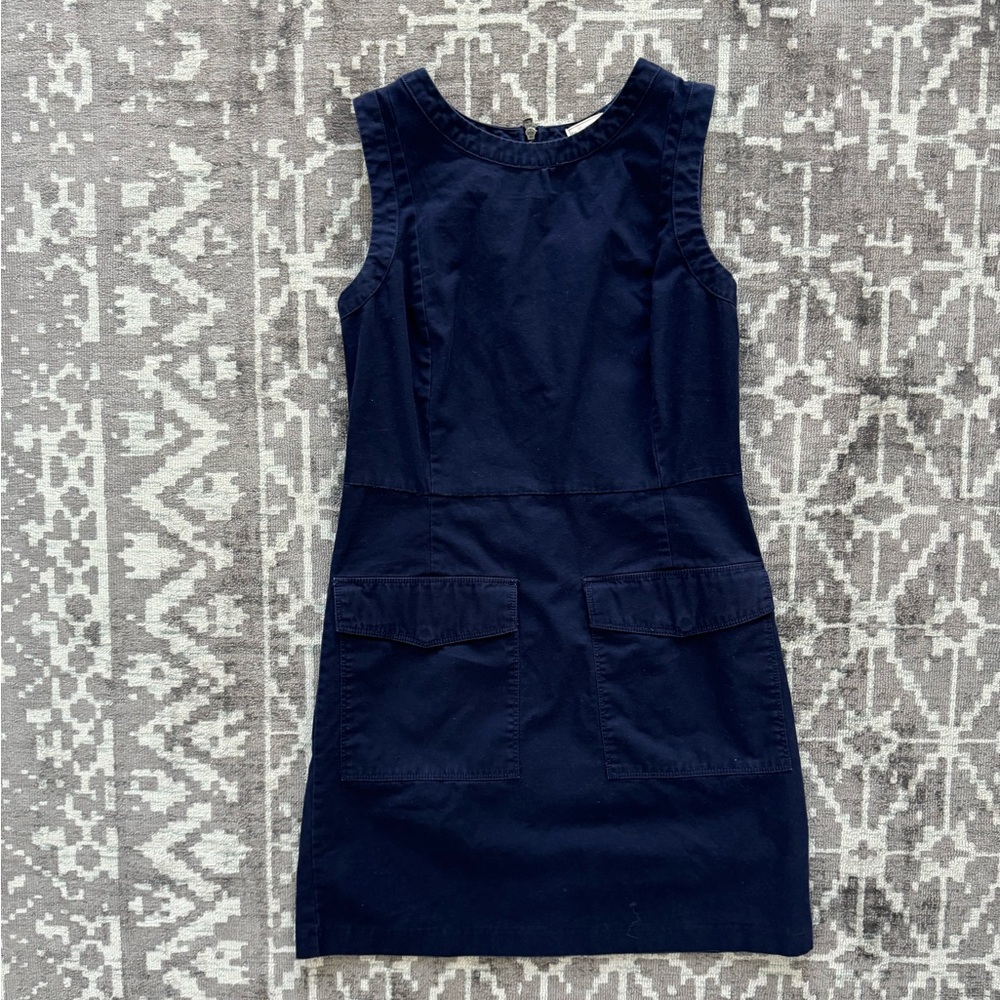 GUC Gap 100% Cotton Navy Blue Dress Sleeveless Pockets